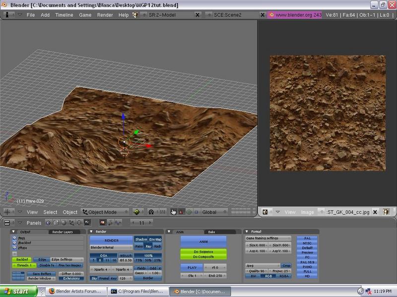 A plane UV mapped with rocky soil (img)