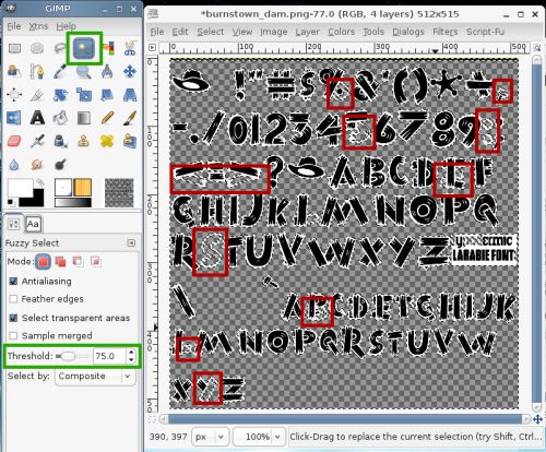 Some glyphs have gaps that need filling